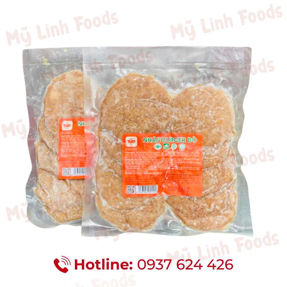 Nhân Burger Bò Loại 2 TVP 400G 10 Lát