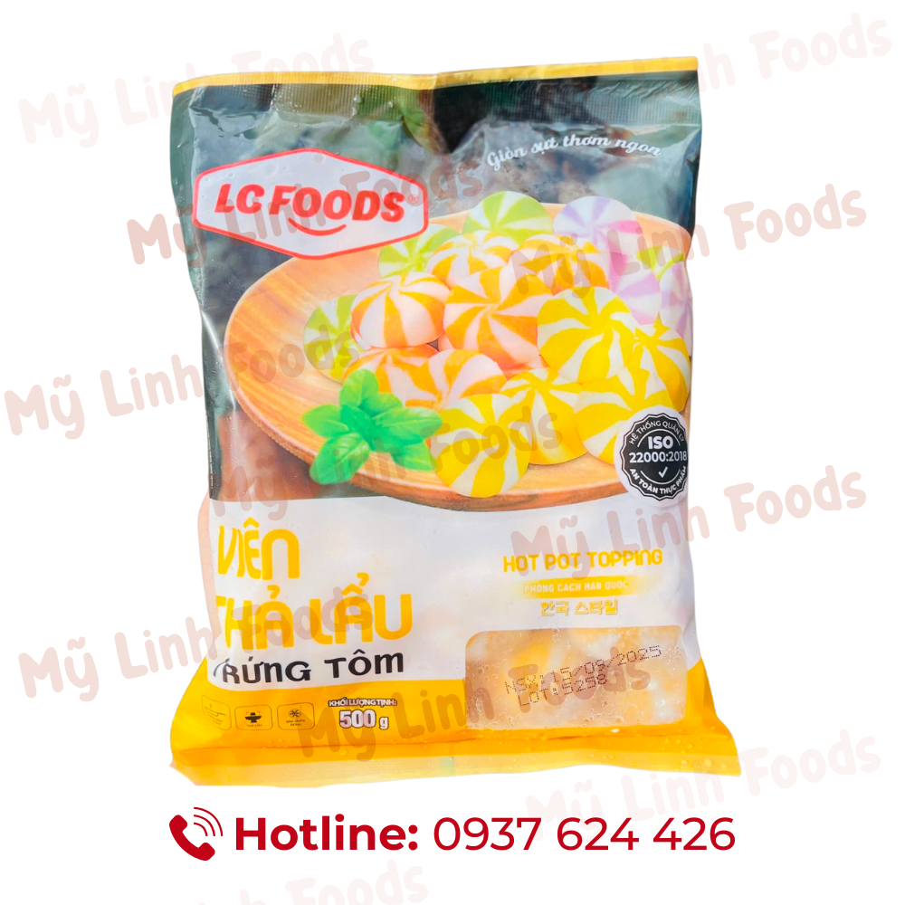 Viên Thả Lẩu Trứng Tôm LC 500G Sọc Vàng