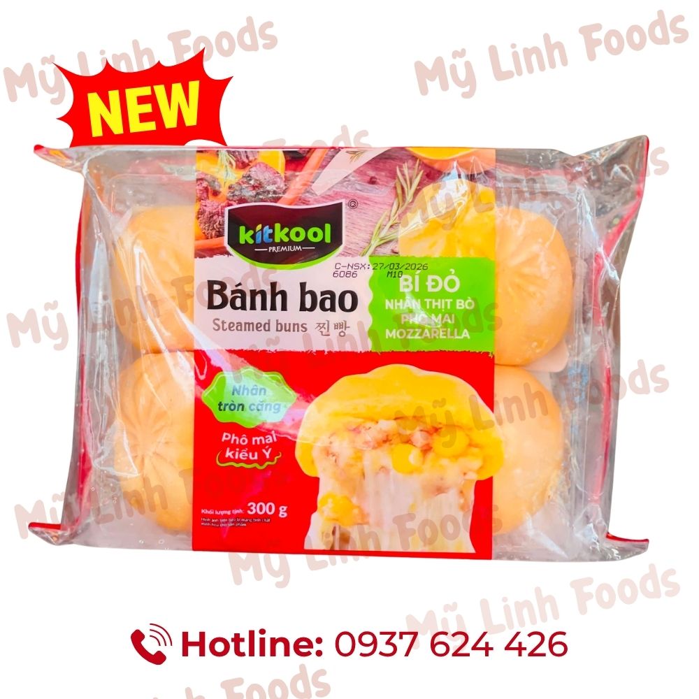 Bánh Bao Bí Đỏ Thịt Bò Phô Mai Kitkool 4C